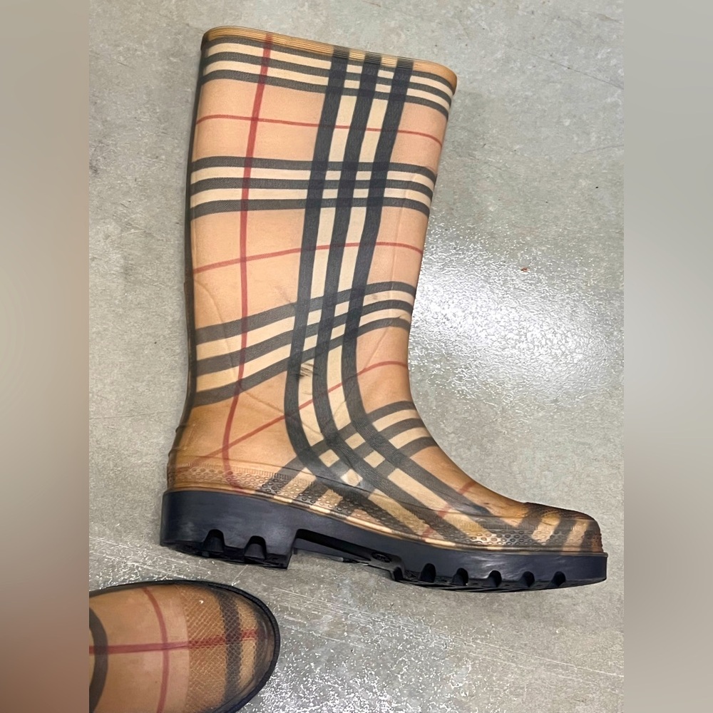 Burberry Plaid Knee-High Rain Boots